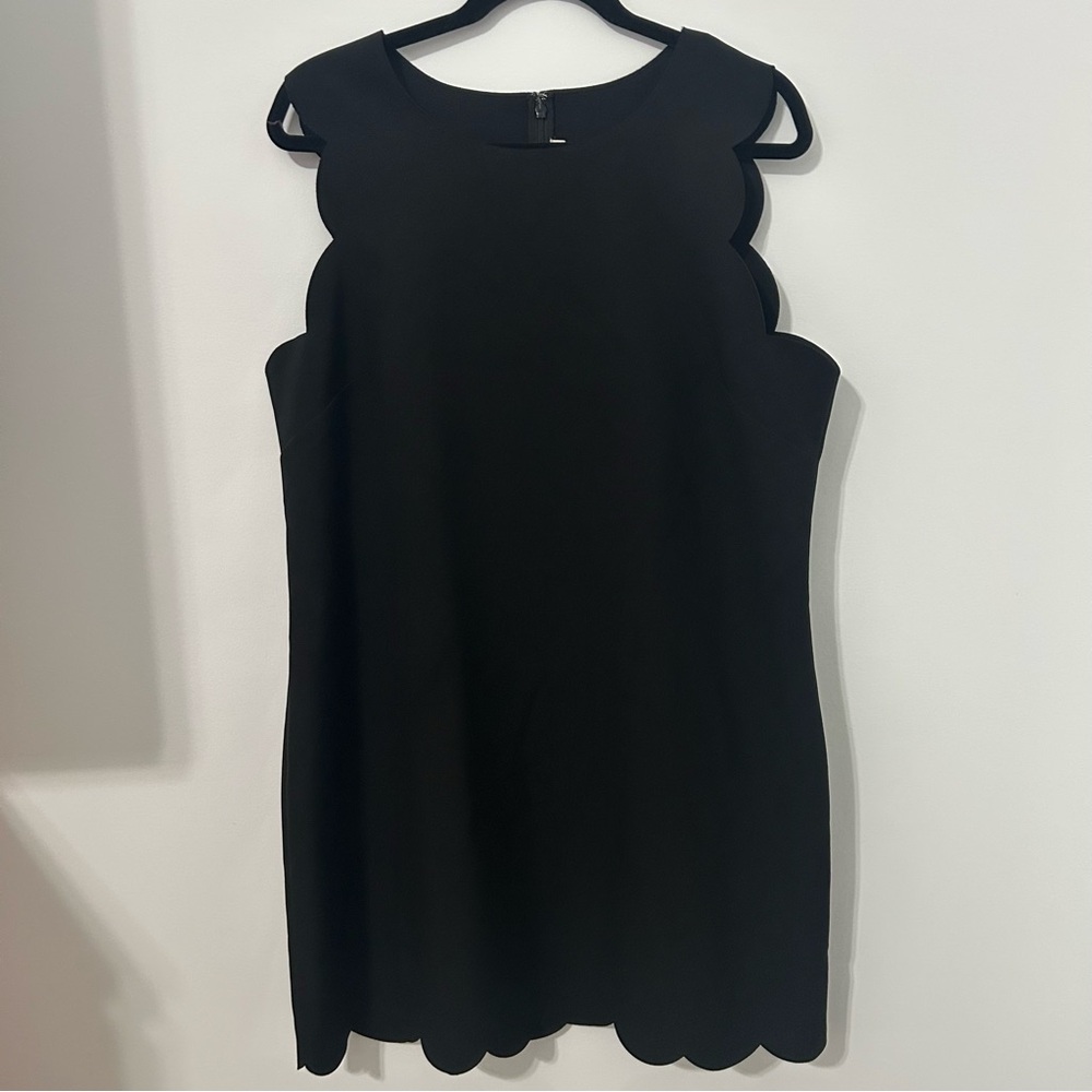 J. Crew Black Scalloped Mini Dress